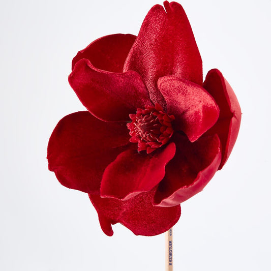 Luxe Velvet Clip On Magnolia Small Red