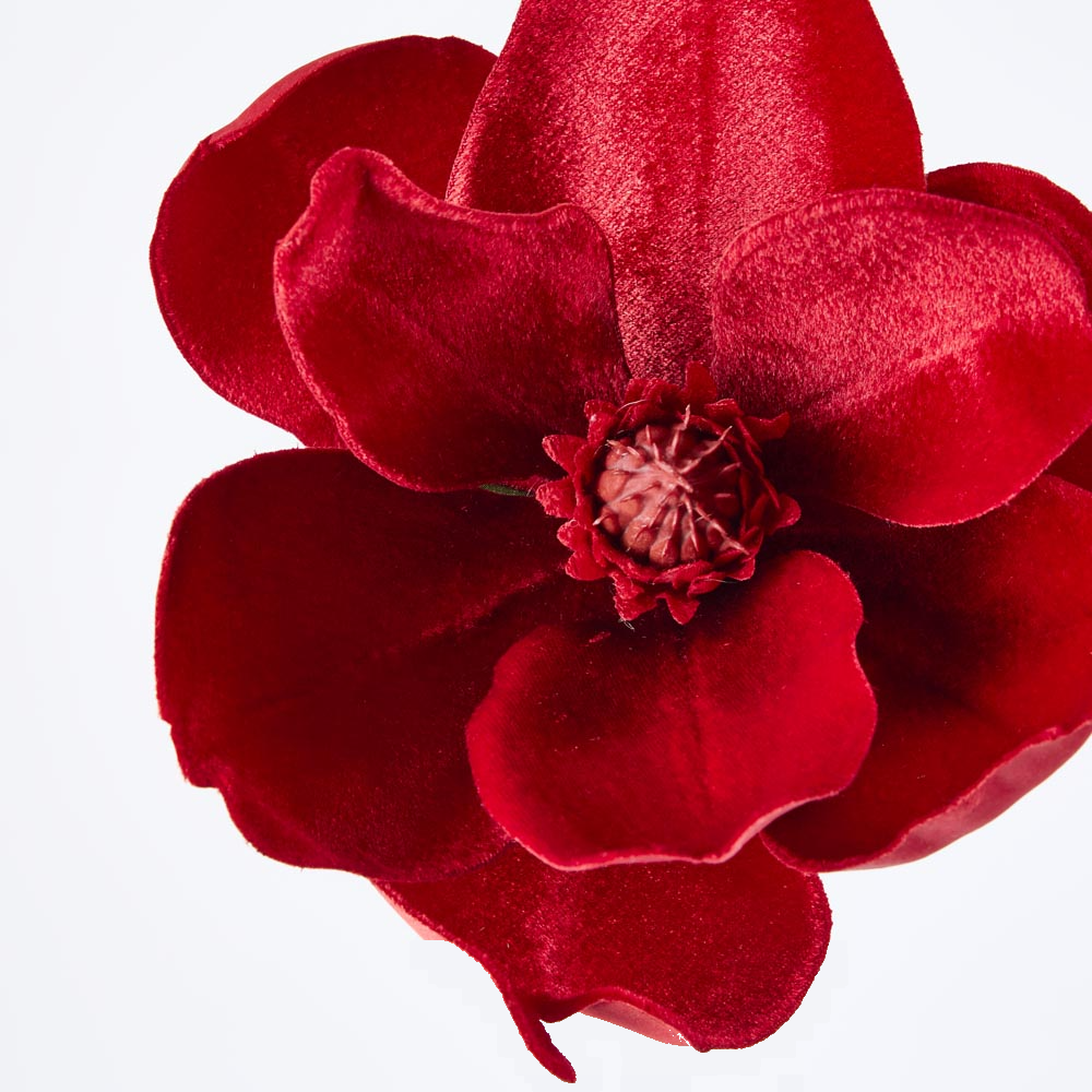 Luxe Velvet Clip On Magnolia Small Red