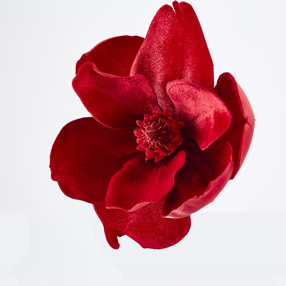 Luxe Velvet Clip On Magnolia Small Red