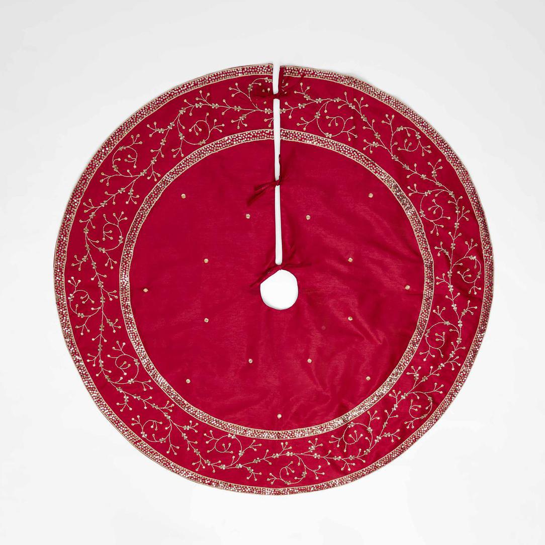 Silk Meander Tree Skirt Red