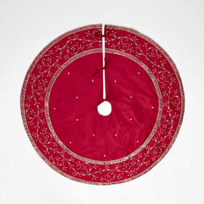 Silk Meander Tree Skirt Red