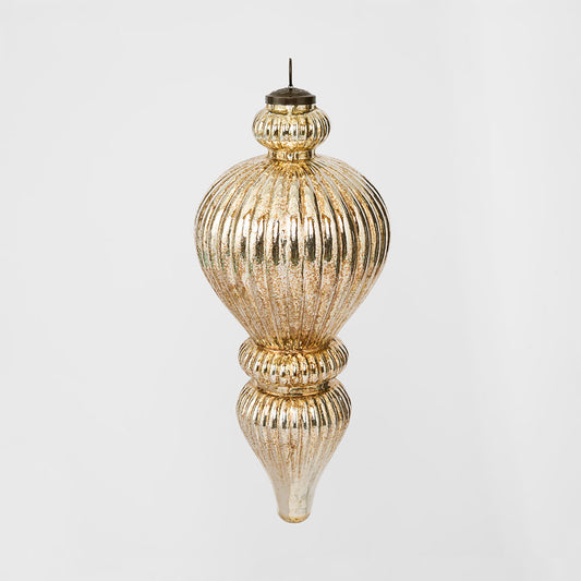 Antiqued Glass Hanging Finial Gold Large