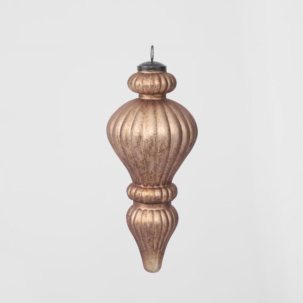 Antiqued Glass Hanging Finial Bronze Small