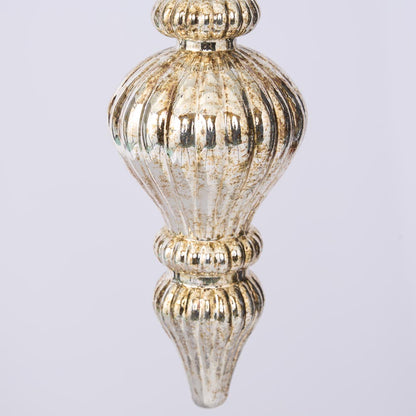 Antiqued Glass Hanging Finial Gold Small