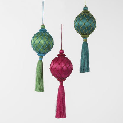 Silk Lattice Tassel Decoration Fuchsia & Red