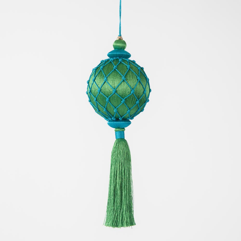Silk Lattice Tassel Decoration Blue & Green