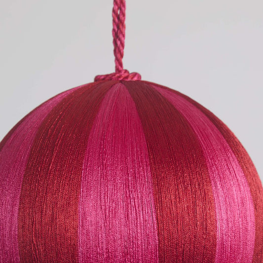 Silk Stripe Bauble Large Fuchsia & Red