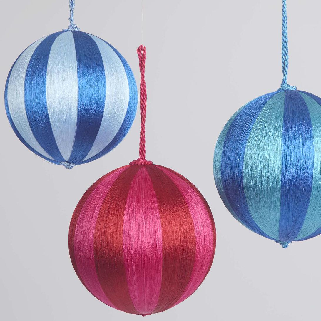 Silk Stripe Bauble Large Fuchsia & Red