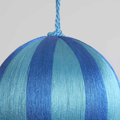 Silk Stripe Bauble Large Blue & Turquoise