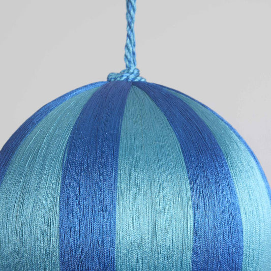 Silk Stripe Bauble Large Blue & Turquoise