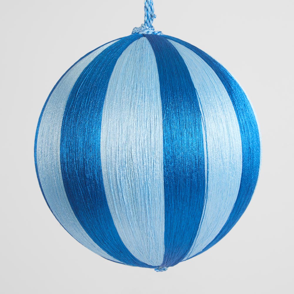 Silk Stripe Bauble Large Dark Blue & Blue