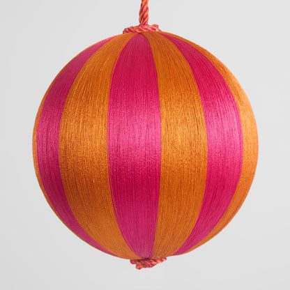 Silk Stripe Bauble Large Pink & Orange