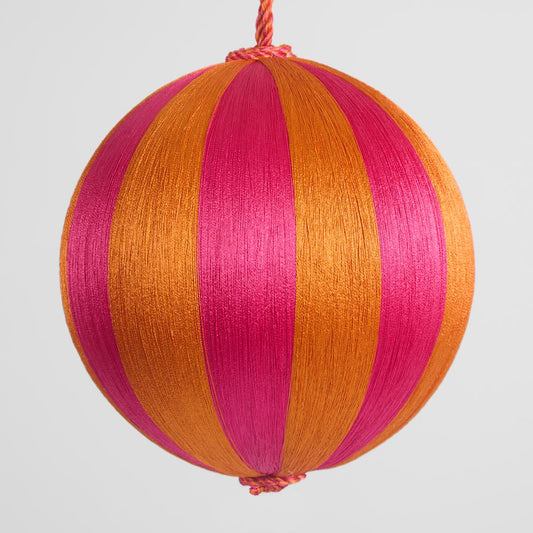 Silk Stripe Bauble Large Pink & Orange