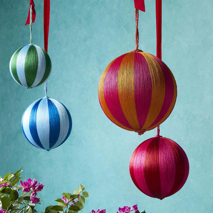 Silk Stripe Bauble Large Pink & Orange