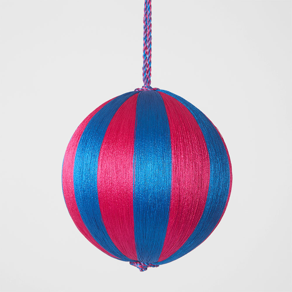Silk Stripe Bauble Medium Pink & Blue