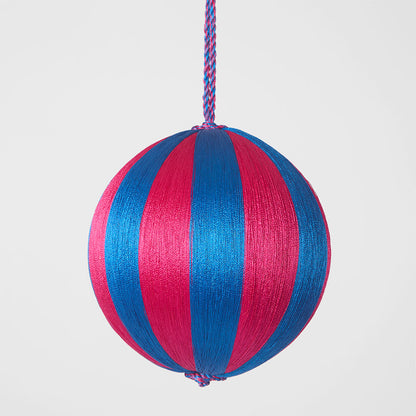 Silk Stripe Bauble Medium Pink & Blue
