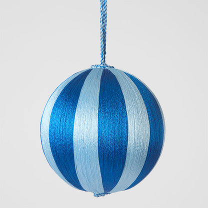 Silk Stripe Bauble Medium Dark Blue & Blue