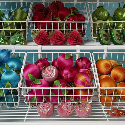 Silk Stripe Bauble Small Pink & Orange