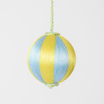 Silk Stripe Bauble Small Blue & Yellow
