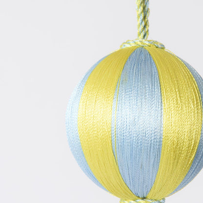 Silk Stripe Bauble Small Blue & Yellow