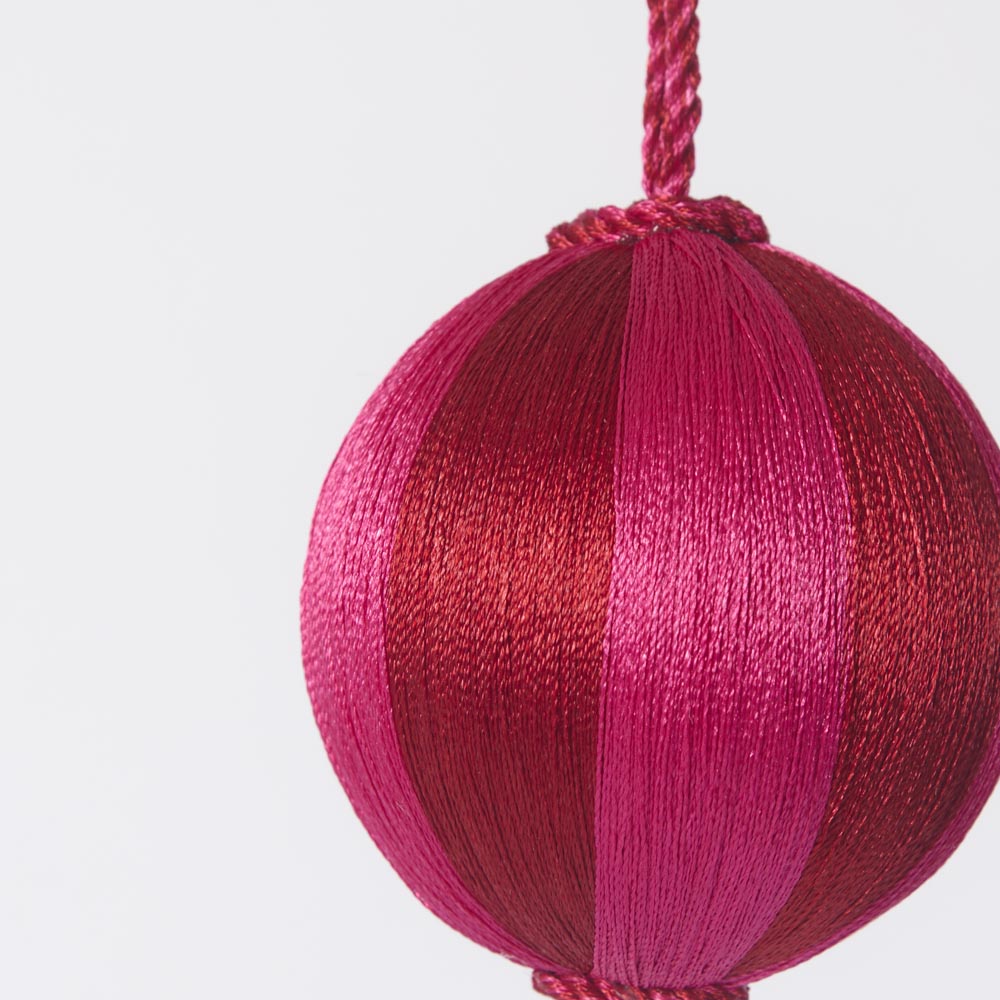 Silk Stripe Bauble Small Red & Pink