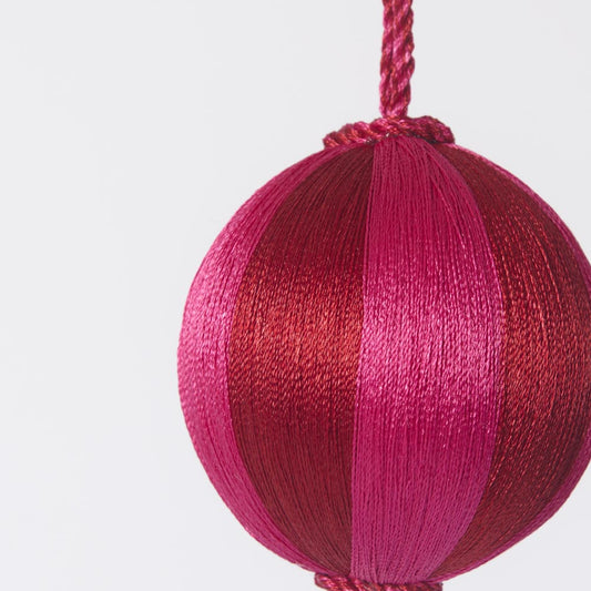 Silk Stripe Bauble Small Red & Pink