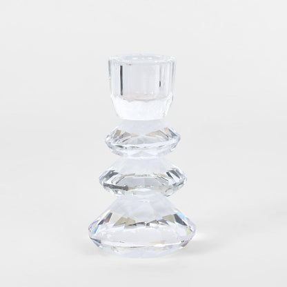 Lustre Glass Cut Candle Holder Clear