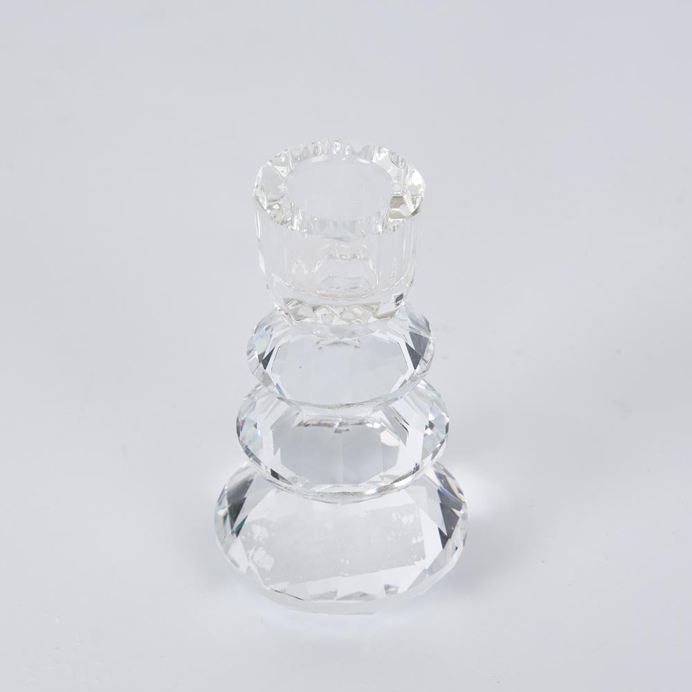 Lustre Glass Cut Candle Holder Clear