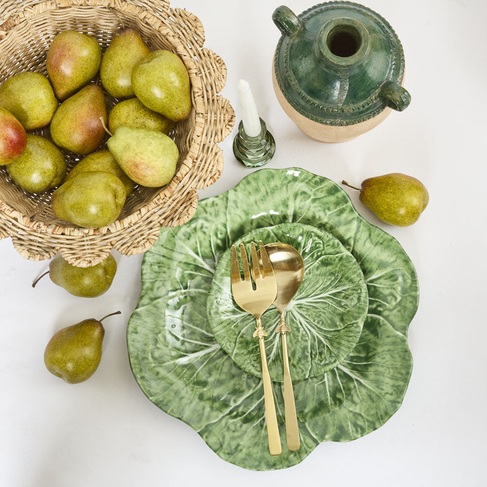 Lustre Glass Cut Candle Holder Green