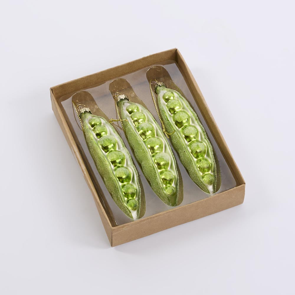 Sugared Peas in a Pod Decorations - Set of 3