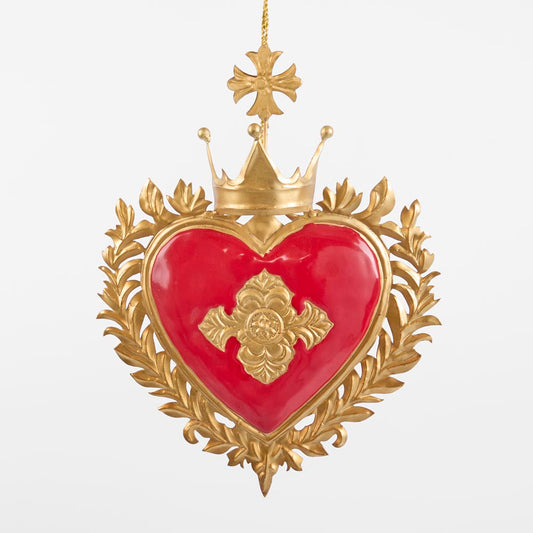 Crowned Heart Hanging Decoration Red
