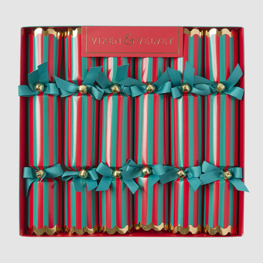 Noel Stripe Emerald Crackers – Box of 6