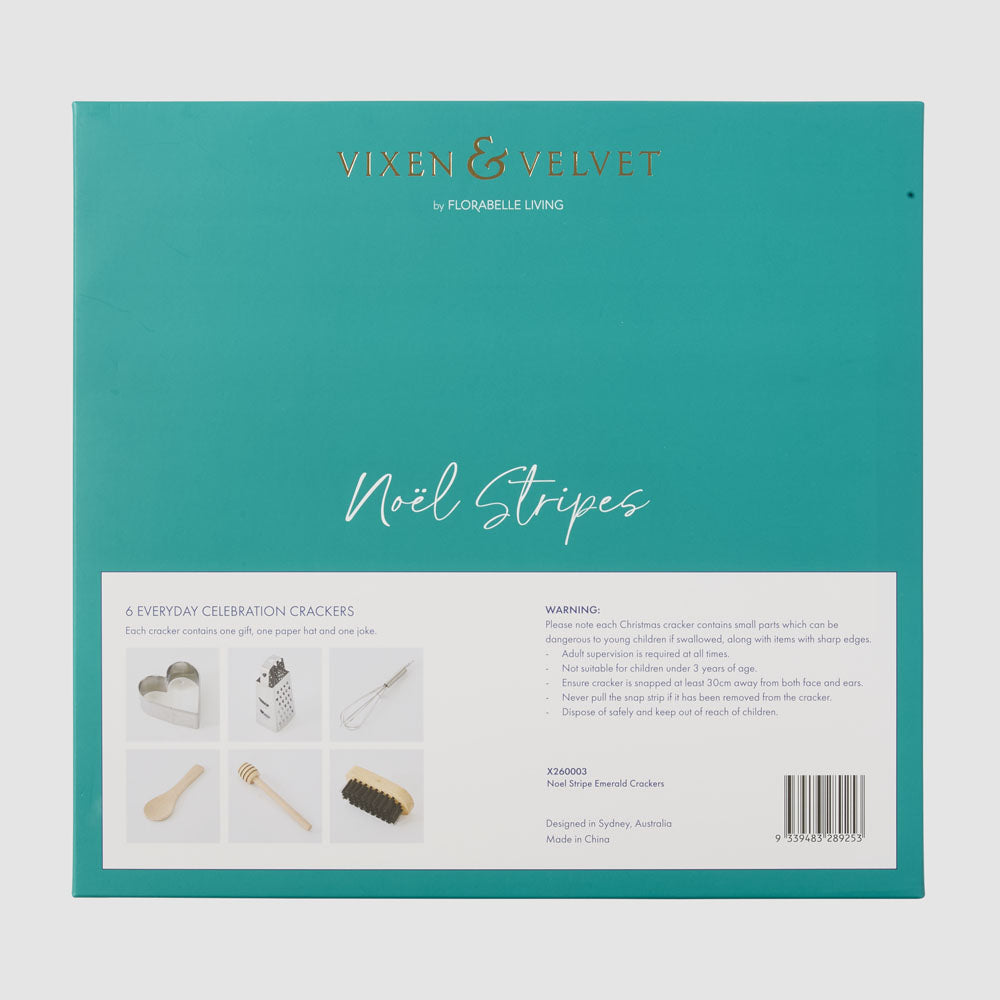 Noel Stripe Emerald Crackers – Box of 6