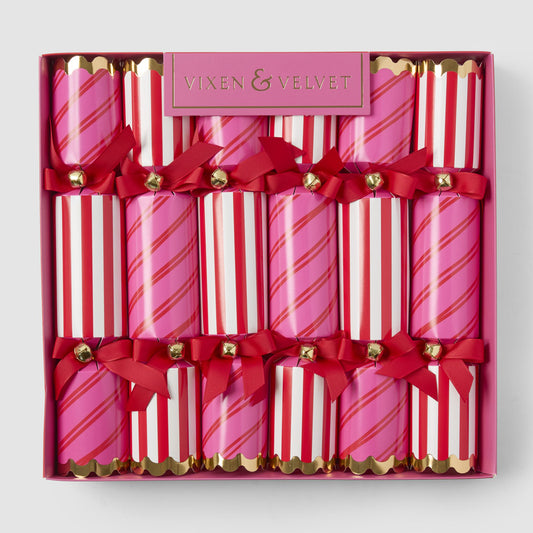 Carnival Stripe Crackers Red & Pink – Box of 6