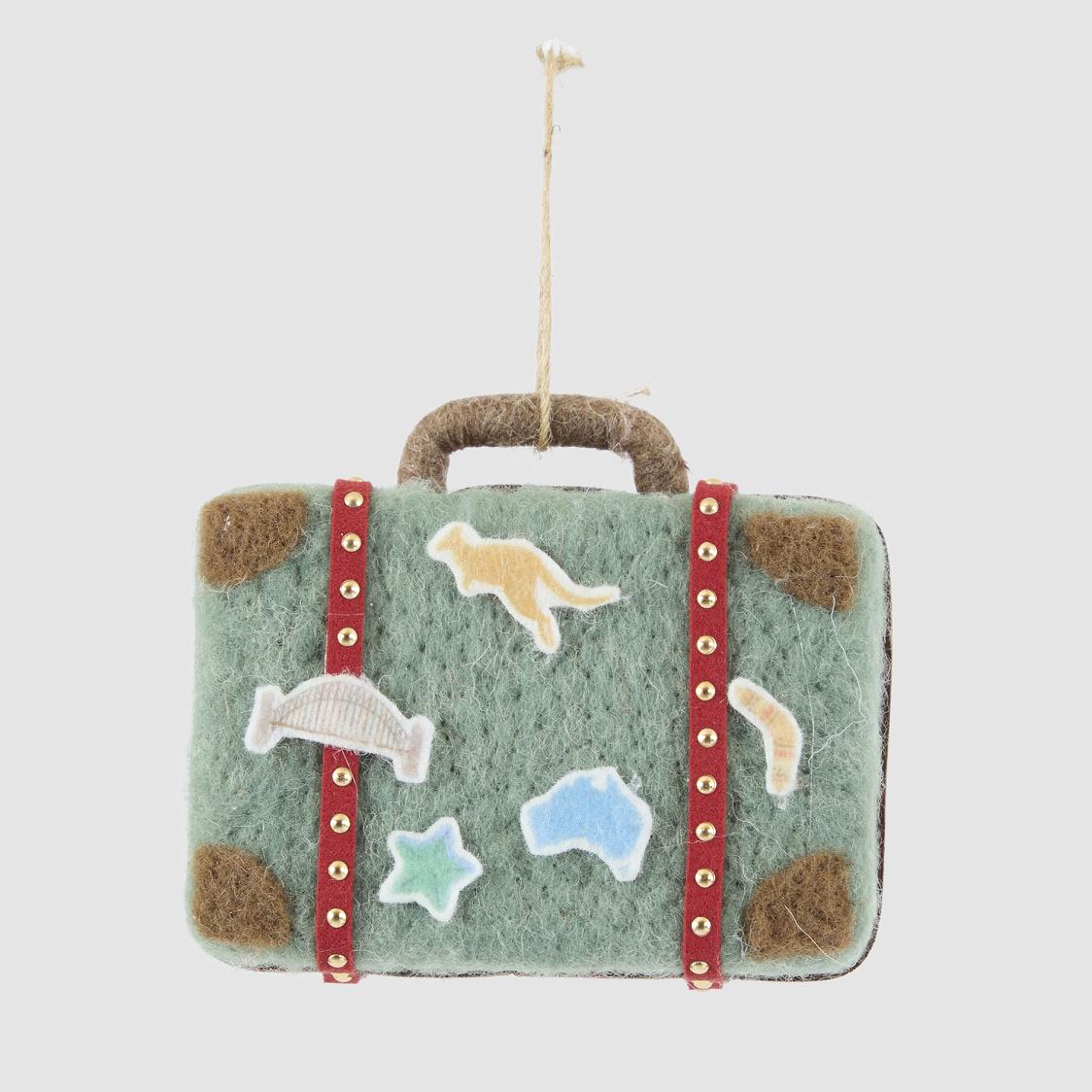 Aussie Suitcase Let's Travel Tree Decoration Green
