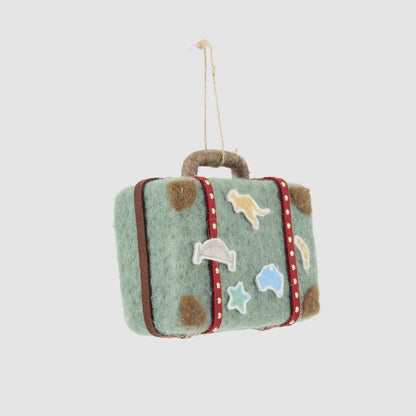 Aussie Suitcase Let's Travel Tree Decoration Green