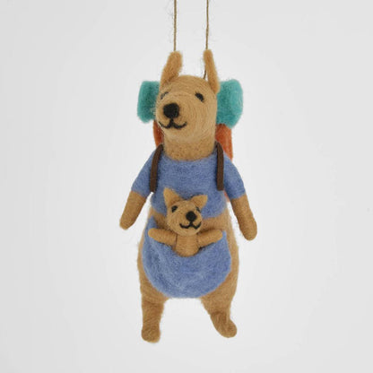 Camping Kangaroo With Joey Hanging Tree Decoration