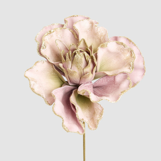 Glitter Edged Magnolia Stem Pink
