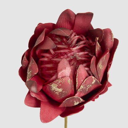 Glitter Edged Protea Flower Stem Red