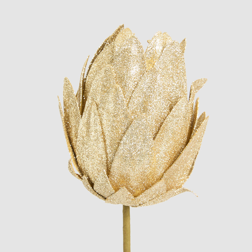 Glitter Protea Flower Stem Gold