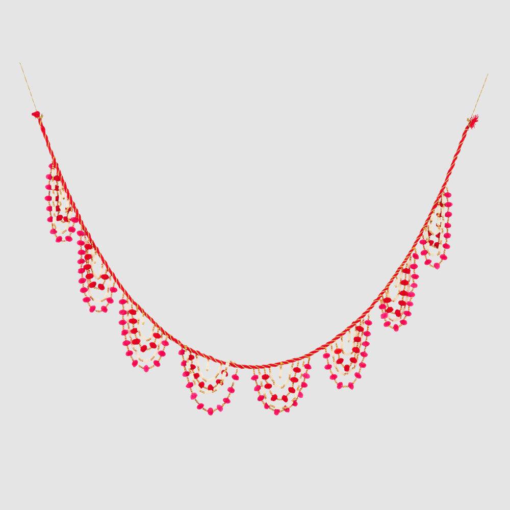 Maroc Pom Pom Garland Red & Fuchsia