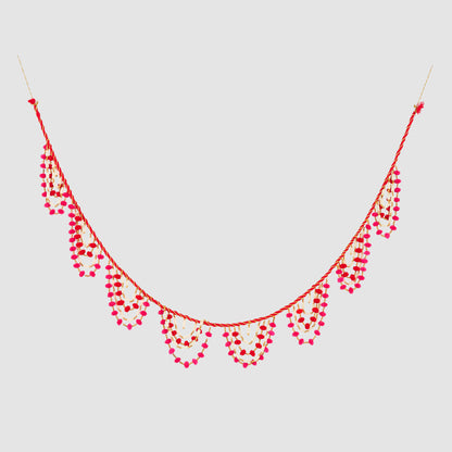 Maroc Pom Pom Garland Red & Fuchsia