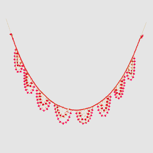 Maroc Pom Pom Garland Red & Fuchsia