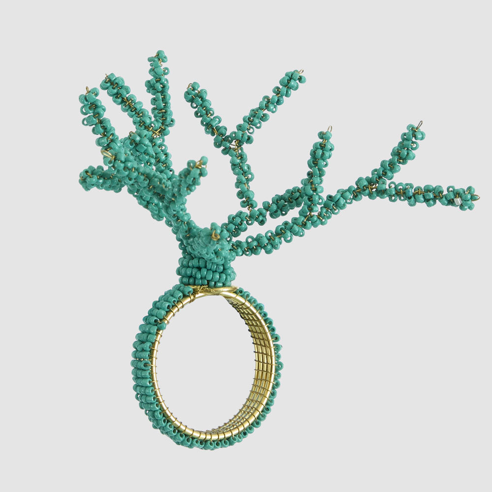 Beaded Coral Napkin Ring Aqua