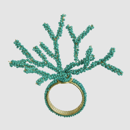 Beaded Coral Napkin Ring Aqua