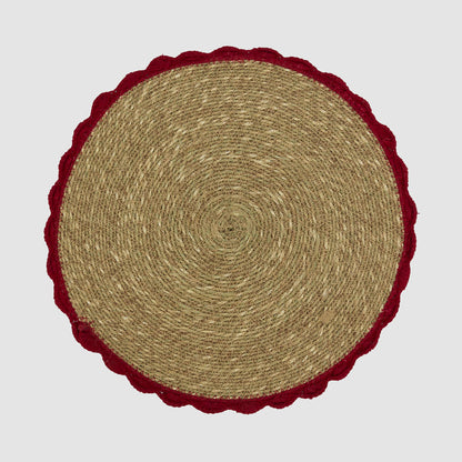 Crochet Edge Seagrass Placemat Red