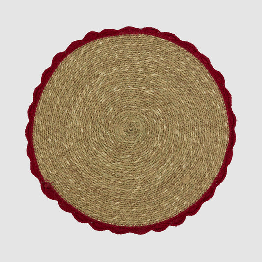 Crochet Edge Seagrass Placemat Red