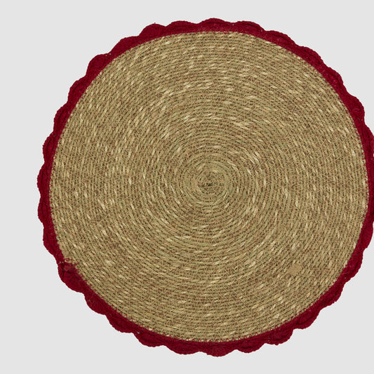 Crochet Edge Seagrass Placemat Red