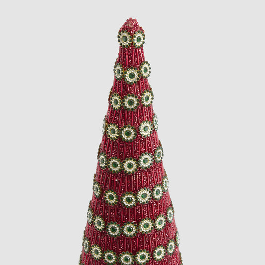 Redon Bead Cone Tree Small Red