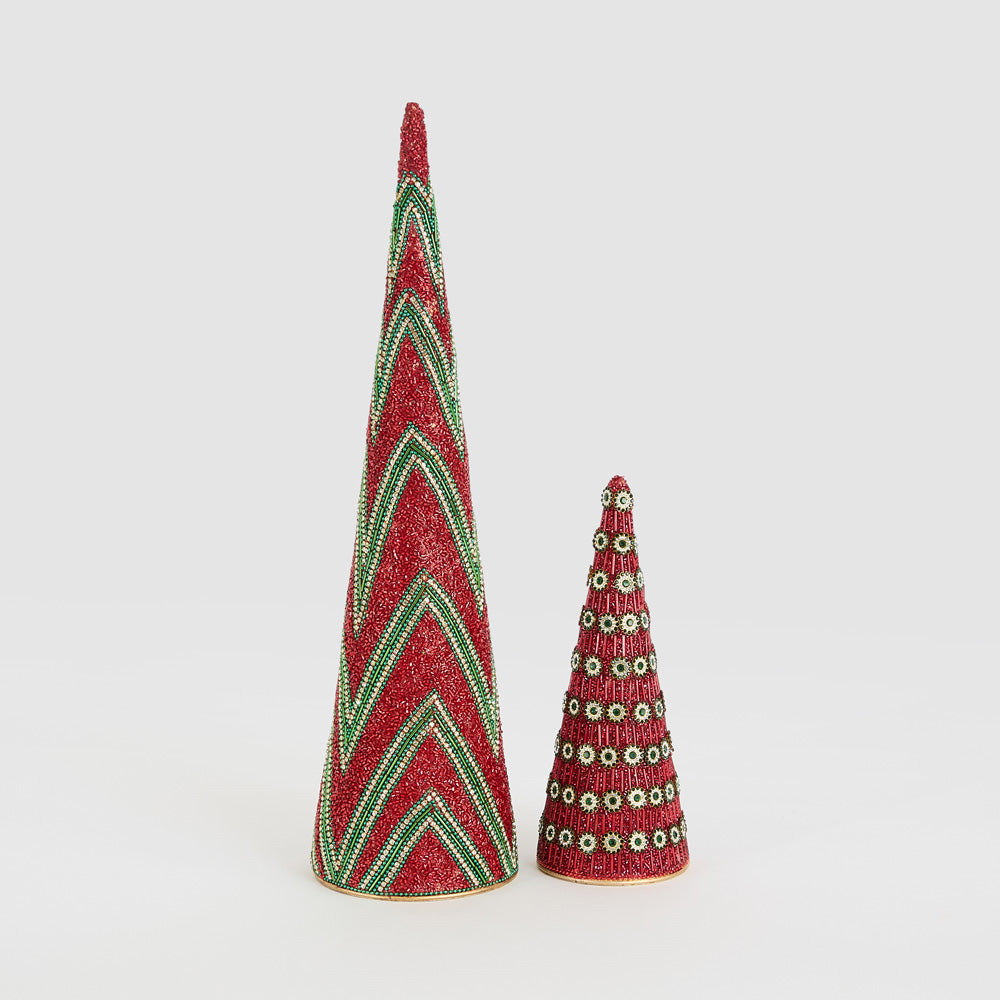 Redon Bead Cone Tree Small Red